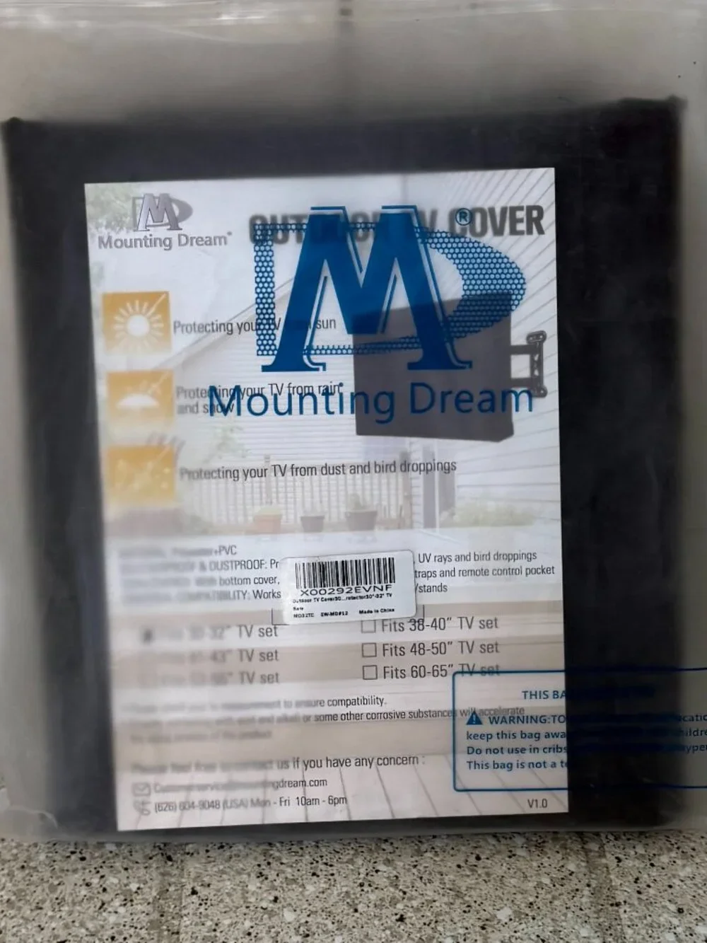 NEW Black Mounting Dream TV Cover Weatherproof Fits 30-32